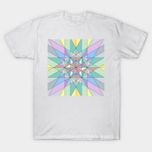 Colorful Pastel Mosaic Triangle Star Pattern T-Shirt